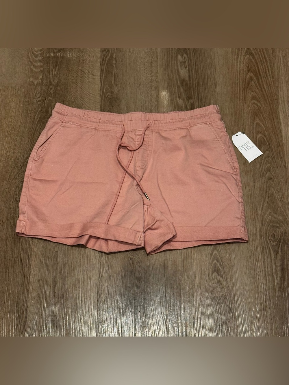 Time and Tru Rose Pink Cotton-Blend Drawstring Athletic Shorts